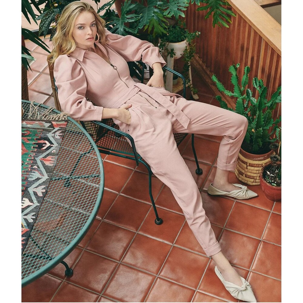 Choosy Paper Doll Jumpsuit Size 0 XS Blush Pink Twill Utility Boilersuit EUC